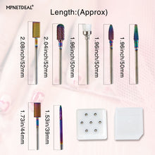 Load image into Gallery viewer, MPNETDEAL Bits for hand drills Tungsten Carbide Nail Drill Bits Set 7Pcs, Durable Less Dust, 3/32 inch for Acrylic Gel Nails Cuticle Manicure, Professional Acrylic Nail File Drill Bit