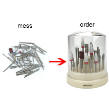 Load image into Gallery viewer, MPNETDEAL Nail Drill Bits Holder with Dust Proof Cover 48 Big Holes Storage Stand Displayer Container Organizer Box Case, Acrylic Nails Necessary Tools for Home Use or Nail Salon (Natural)