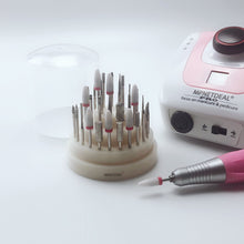 Load image into Gallery viewer, MPNETDEAL Nail Drill Bits Holder with Dust Proof Cover 48 Big Holes Storage Stand Displayer Container Organizer Box Case, Acrylic Nails Necessary Tools for Home Use or Nail Salon (Natural)