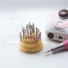 Load image into Gallery viewer, Mpnetdeal Nail Drill Bits Holder with Dust Proof Cover 48 Big Holes Storage Stand Displayer Container Organizer Box Case, Acrylic Nails Necessary Tools for Home Use or Nail Salon(Yellow)