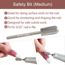 Load image into Gallery viewer, MPNETDEAL (Medium) Safety Nail Carbide Silver Drill Bit Round Top Large Barrel Head Fit for 3/32''e-File Electric Dremel Drill Machine