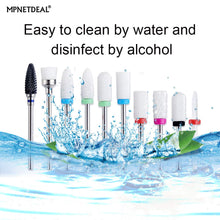 Load image into Gallery viewer, MPNETDEAL Ceramic Nail Drill Bits Set 10Pcs, Durable Less Dust, 3/32 inch for Acrylic Gel Nails Cuticle Manicure, Professional Acrylic Nail File Drill Bit