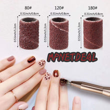 Load image into Gallery viewer, MPNETDEAL 300pcs Sanding Bands for Acrylic Nails | Grit 80 120 180 for Efile nail drill bits | with 3 mandrel