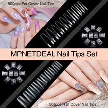 Load image into Gallery viewer, MPNETDEAL 1000pcs False Nails Extension Tips Half Cover 500pcs Full Cover 500pcs Coffin Shape Acrylic Nail Tips