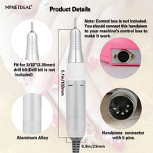 Load image into Gallery viewer, MPNETDEAL Handpiece Replacement Aluminum Alloy Handle for Acrylic Nails Electric Nail Drill Efile 30000RPM | Fit for 3/32 inch Shank