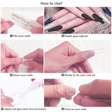 Load image into Gallery viewer, MPNETDEAL 500Pcs Coffin Nails Long Ballerina False Nail Tips Full Cover Fake Artificial Acrylic Nails Extension Tips 10 Size with a case for Nail Salon or Home Use DIY Nail Art (Clear)