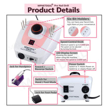 Load image into Gallery viewer, MPNETDEAL Sale-US plug-MPNETDEAL Pro Efile Nail Drill Machine 35,000rpm with LED Digital Display for Acrylic Nails Professional Manicure Drill Remove Nail Gel Polish Extension Gel Gift for Women Home and Salon Use