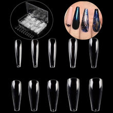 Load image into Gallery viewer, MPNETDEAL 500Pcs Coffin Nails Long Ballerina False Nail Tips Full Cover Fake Artificial Acrylic Nails Extension Tips 10 Size with a case for Nail Salon or Home Use DIY Nail Art (Clear)
