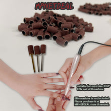 Load image into Gallery viewer, MPNETDEAL 300pcs Sanding Bands for Acrylic Nails | Grit 80 120 180 for Efile nail drill bits | with 3 mandrel