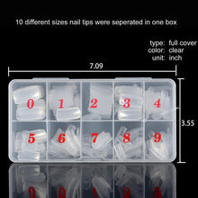 Load image into Gallery viewer, MPNETDEAL 500Pcs French False Nail Tips Fake Full Cover Artificial Acrylic Nails Extension Tips with Storage Box 10 Size for Nail Salon or Home Use by Mpnetdeal (Clear)