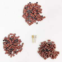 Load image into Gallery viewer, MPNETDEAL 300pcs Sanding Bands for Acrylic Nails | Grit 80 120 180 for Efile nail drill bits | with 3 mandrel