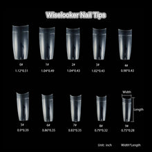 Load image into Gallery viewer, MPNETDEAL Wiselooker 500Pcs Half Cover Flase Nail Tips Coffin Fake Nails Long Ballerina Artificial Acrylic Nails Extension 10 Size with a case for Nail Salon or Home Use DIY Nail Art (Clear)