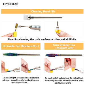 MPNETDEAL Bits for hand drills Tungsten Carbide Nail Drill Bits Set 7Pcs, Durable Less Dust, 3/32 inch for Acrylic Gel Nails Cuticle Manicure, Professional Acrylic Nail File Drill Bit