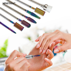 MPNETDEAL Bits for hand drills Tungsten Carbide Nail Drill Bits Set 7Pcs, Durable Less Dust, 3/32 inch for Acrylic Gel Nails Cuticle Manicure, Professional Acrylic Nail File Drill Bit