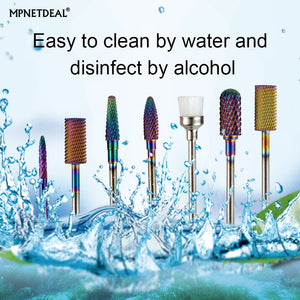 MPNETDEAL Bits for hand drills Tungsten Carbide Nail Drill Bits Set 7Pcs, Durable Less Dust, 3/32 inch for Acrylic Gel Nails Cuticle Manicure, Professional Acrylic Nail File Drill Bit
