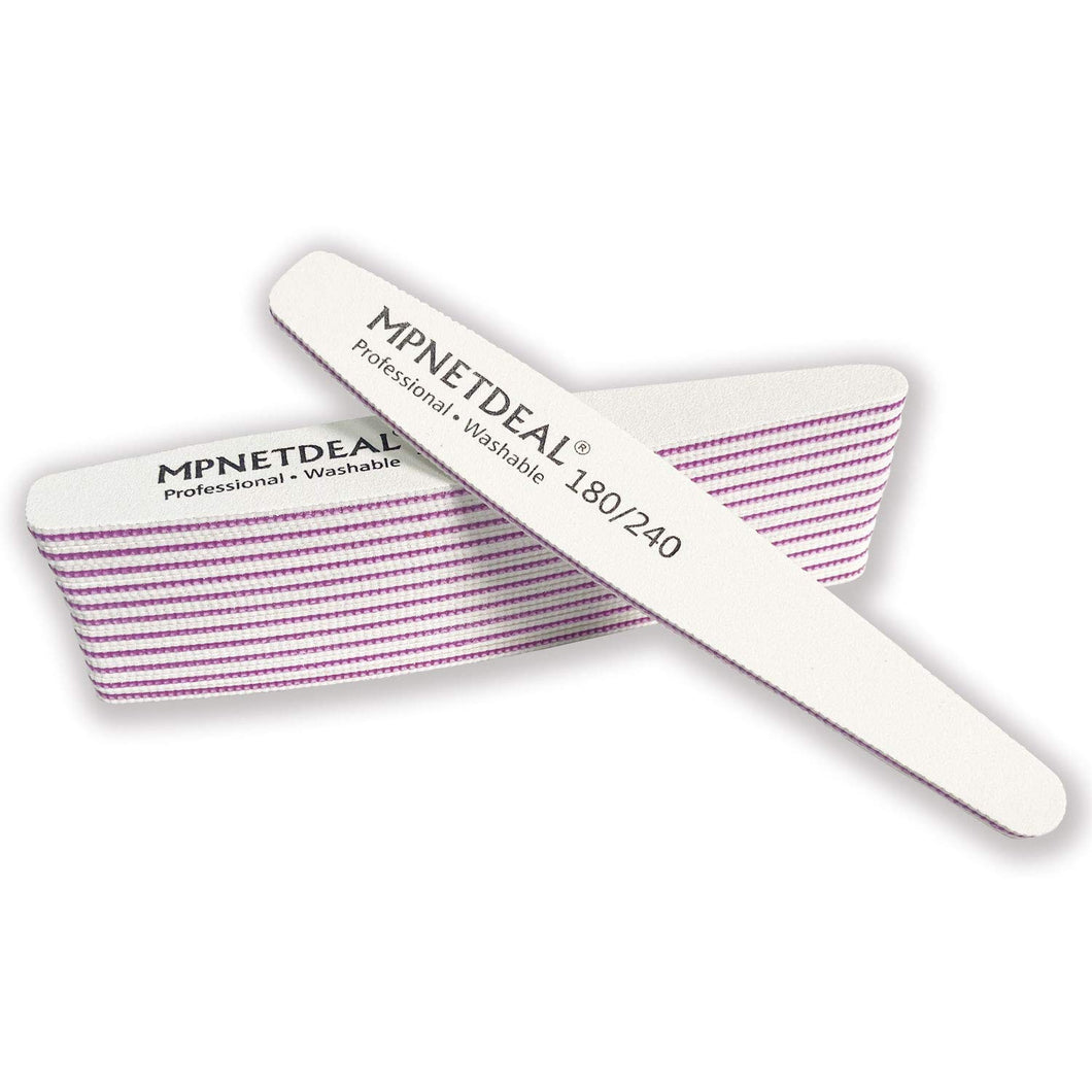 MPNETDEAL 12 Pack Professional Nail Files Washable Emery Board Buffer 180/240 Mixed Grit for Acrylic Nails