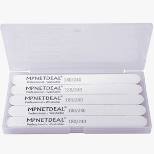 MPNETDEAL Nail Files 100 180 Grit for Poly Nail Extension Gel Acrylic Nails Files Double Sided White Washable 10 Pack Nail File Set Manicure Tools