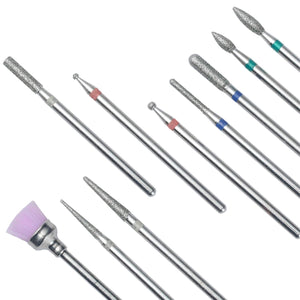 Diamond Cuticle Nail Drill Bits Set 10pcs Nail File Bits 3/32 inch for Acrylic Nails, Poly Gel Nails, Cuticle Drill Bits