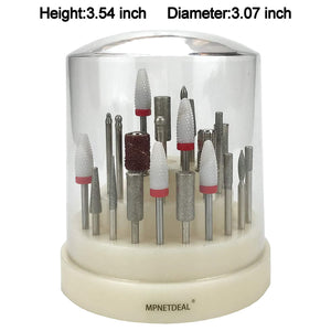 MPNETDEAL Nail Drill Bits Holder with Dust Proof Cover 48 Big Holes Storage Stand Displayer Container Organizer Box Case, Acrylic Nails Necessary Tools for Home Use or Nail Salon (Natural)