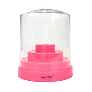 Mpnetdeal Nail Drill Bits Holder with Dust Proof Cover 48 Big Holes Storage Stand Displayer Container Organizer Box Case, Acrylic Nails Necessary Tools for Home Use or Nail Salon (Pink)