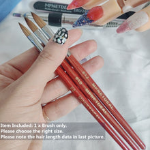 Load image into Gallery viewer, Acrylic Nail Brush for Acrylic Powder Manicure Pedicure Kolinsky Sable Acrylic Nails Round Nail Art Brush with red wood handle #Size 8 10 12
