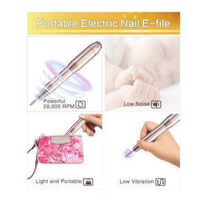 MPNETDEAL Portable Electric Nail Drill Efile Machine for Acrylic Nails Gel Nails 20000RPM Professional Manicure Drill Kit