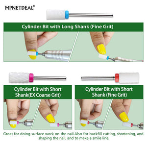 MPNETDEAL Ceramic Nail Drill Bits Set 10Pcs, Durable Less Dust, 3/32 inch for Acrylic Gel Nails Cuticle Manicure, Professional Acrylic Nail File Drill Bit