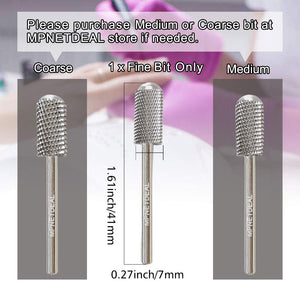 MPNETDEAL (Fine) Safety Nail Carbide Silver Drill Bit Round Top Large Barrel Head Fit for 3/32''e-File Electric Dremel Drill Machine