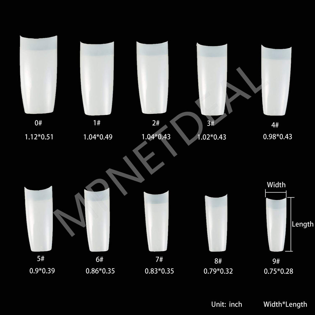 500Pcs French False Nail Tips Fake Half Cover Artificial Acrylic Nails Extension Tips with Storage Box 10 Size for Nail Salon or Home Use by MPNETDEAL (Natural)