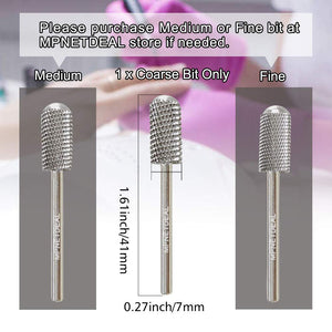 MPNETDEAL (Coarse) Safety Nail Carbide Silver Drill Bit Round Top Large Barrel Head Fit for 3/32''e-File Electric Dremel Drill Machine