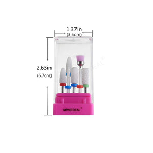 MPNETDEAL Ceramic Nail Drill Bits Set 7Pcs, Durable Less Dust, 3/32 inch for Acrylic Gel Nails Cuticle Manicure, Professional Acrylic Nail File Drill Bit