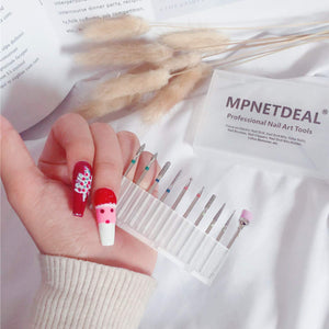 Diamond Cuticle Nail Drill Bits Set 10pcs Nail File Bits 3/32 inch for Acrylic Nails, Poly Gel Nails, Cuticle Drill Bits