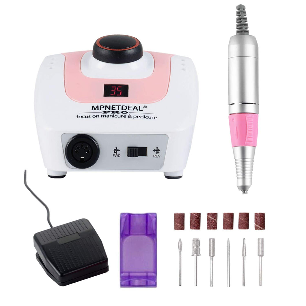 Sale-US plug-MPNETDEAL Pro Efile Nail Drill Machine 35,000rpm with LED Digital Display for Acrylic Nails Professional Manicure Drill Remove Nail Gel Polish Extension Gel Gift for Women Home and Salon Use
