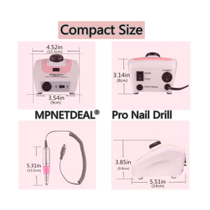 Sale-US plug-MPNETDEAL Pro Efile Nail Drill Machine 35,000rpm with LED Digital Display for Acrylic Nails Professional Manicure Drill Remove Nail Gel Polish Extension Gel Gift for Women Home and Salon Use