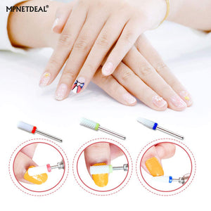 MPNETDEAL Ceramic Nail Drill Bits Set 3pcs Fine Medium Coarse for 3/32'' Acrylic Nails Bit