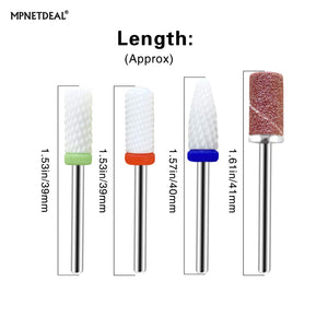 MPNETDEAL Ceramic Nail Drill Bits Set 3pcs Fine Medium Coarse for 3/32'' Acrylic Nails Bit