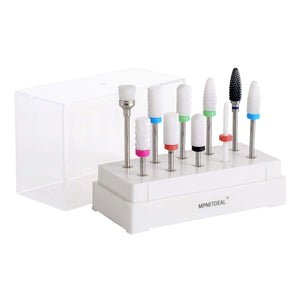 MPNETDEAL Ceramic Nail Drill Bits Set 10Pcs, Durable Less Dust, 3/32 inch for Acrylic Gel Nails Cuticle Manicure, Professional Acrylic Nail File Drill Bit