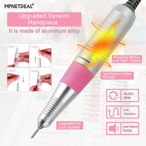 Handpiece Replacement Aluminum Alloy Handle Compatible for Acrylic Nails Electric Nail Drill Efile 30000RPM | Fit for 3/32 inch Shank