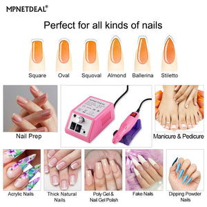 Sale-US-Plug-Electric Nail Drill Mpnetdeal Nail Drill Machine Nail File e File Drill Set Kit for Acrylic Nails Gel Nail Glazing Nail Drill Nail Art Polisher Sets Glazing Nail Drill Grinder Manicure Pedicure(Pink)
