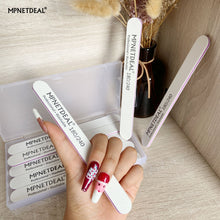 Load image into Gallery viewer, MPNETDEAL Nail Files 100 180 Grit for Poly Nail Extension Gel Acrylic Nails Files Double Sided White Washable 10 Pack Nail File Set Manicure Tools
