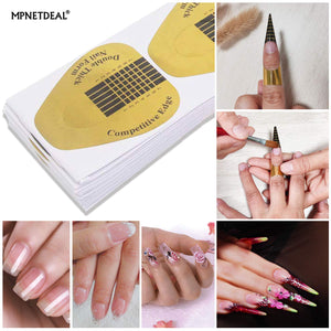 100 Pcs Nail Extension Tips Form Guide Stickers Horseshoe-Shaped