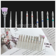 Load image into Gallery viewer, Diamond Cuticle Nail Drill Bits Set 10pcs Nail File Bits 3/32 inch for Acrylic Nails, Poly Gel Nails, Cuticle Drill Bits
