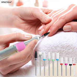 MPNETDEAL Ceramic Nail Drill Bits Set 10Pcs, Durable Less Dust, 3/32 inch for Acrylic Gel Nails Cuticle Manicure, Professional Acrylic Nail File Drill Bit