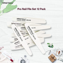 Load image into Gallery viewer, MPNETDEAL 12 Pack Professional Nail Files Washable Emery Board Buffer 180/240 Mixed Grit for Acrylic Nails
