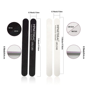 MPNETDEAL Nail Files 180 240 Grit for Poly Nail Extension Gel Acrylic Nails Files Double Sided Black Washable Optional 10  Pack Nail File Set Manicure Tools