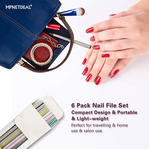 MPNETDEAL 6pcs Professional Nail Files Emery Borad Mix Grit 100 150 180 240 220 4000