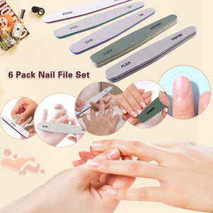 MPNETDEAL 6pcs Professional Nail Files Emery Borad Mix Grit 100 150 180 240 220 4000