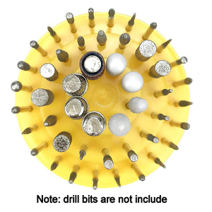 Mpnetdeal Nail Drill Bits Holder with Dust Proof Cover 48 Big Holes Storage Stand Displayer Container Organizer Box Case, Acrylic Nails Necessary Tools for Home Use or Nail Salon(Yellow)