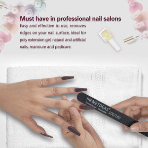 MPNETDEAL Nail Files 100 180 Grit for Poly Nail Extension Gel Acrylic Nails Files Double Sided Black Washable Optional 10 Pack Nail File Set Manicure Tools
