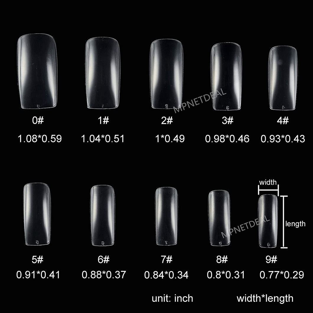 500Pcs French False Nail Tips Fake Full Cover Artificial Acrylic Nails Extension Tips with Storage Box 10 Size for Nail Salon or Home Use by Mpnetdeal (Clear)
